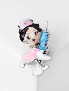 Брошь «Медсестра» с уколом, цветная в серебре 5049674