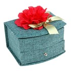 шкатулка ткань пышный цветок с ящиком и отделением под бижутерию голубая 15*12*9 см - Фото 1