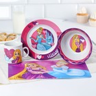 Набор посуды «Мечтай!», 4 предмета: кружка 200 мл, миска d=14 см, тарелка d=16,5 см, коврик в подарочной упаковке Принцессы Дисней - фото 9070948
