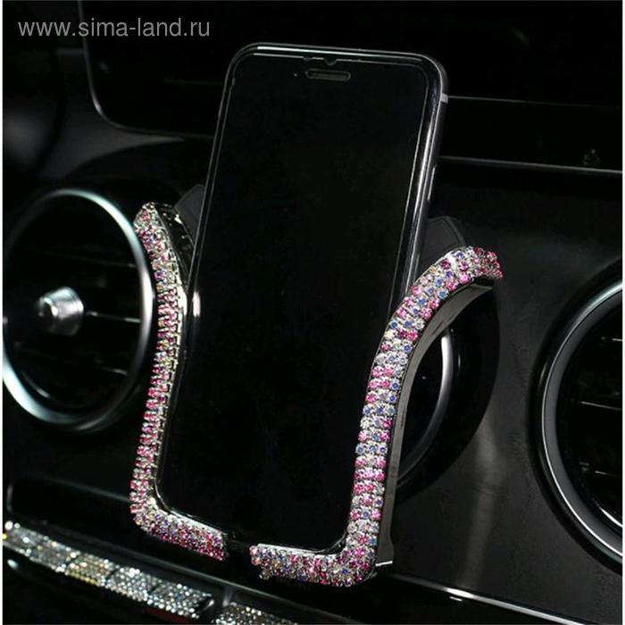 Держатель для телефона, в дефлектор, со стразами - Фото 1