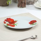Тарелка керамическая десертная Доляна «Маки», d=19 см, цвет белый - Фото 1