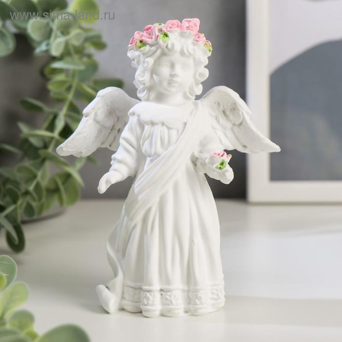 Сувенир полистоун "Белоснежный ангел в кружевном наряде, с розой" 12х10,5х4,3 см - Фото 1