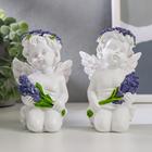 Фигурка полистоун «Белоснежный ангел с лавандой, в венке из лаванды», 10.2×6.8×5.3 см, МИКС - Фото 1