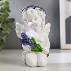 Фигурка полистоун «Белоснежный ангел с лавандой, в венке из лаванды», 10.2×6.8×5.3 см, МИКС - Фото 2