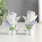 Фигурка полистоун «Белоснежный ангелок с лавандой, в венке из лаванды», 7.2×4.8×4 см, МИКС - Фото 1