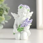 Фигурка полистоун «Белоснежный ангелок с лавандой, в венке из лаванды», 7.2×4.8×4 см, МИКС - Фото 2