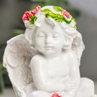 Сувенир полистоун "Белоснежный ангел с розой, в венке из роз" МИКС 8х7,2х6 см - Фото 6