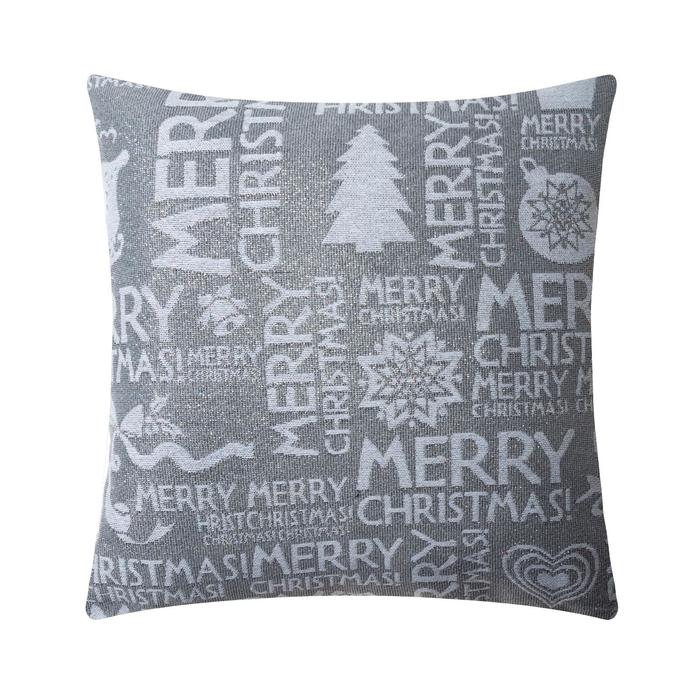 Чехол на подушку Этель "Christmas" цв.серебро, 44*44±3 см, 100%п/э, гобелен - Фото 1