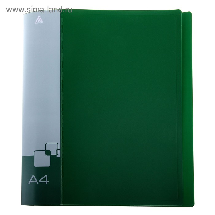 Папка на 2 кольцах А4 пластиковая, 18мм, 700мкм, внутренний торцевой карман с бумажной вставкой, зеленая - Фото 1