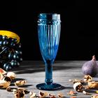 Бокал из стекла для шампанского «Босфор», 180 мл, 7×20 см, цвет синий - фото 318385148