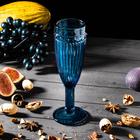 Бокал стеклянный для шампанского «Босфор», 180 мл, 7×20 см, цвет синий - Фото 2
