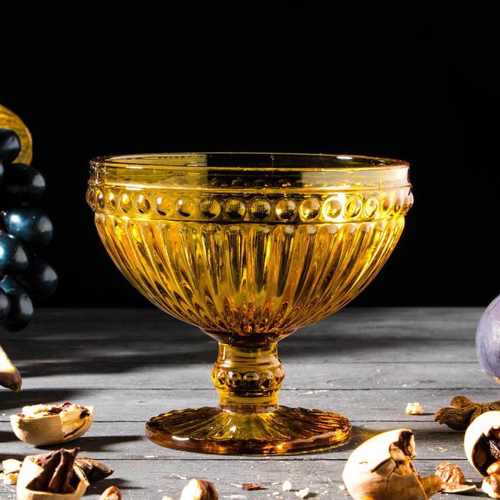 Креманка стеклянная «Босфор», 350 мл, 12×11 см, цвет жёлтый