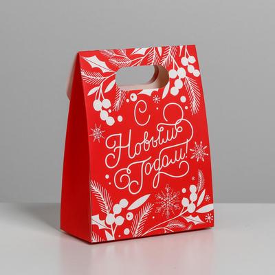 Пакет с клапаном «С Новым годом!», 12 х16 х 6 см.