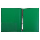 Папка на 4 кольцах А4 пластиковая, 27мм, 700мкм, внутренний торцевой карман с бумажной вставкой, зеленая - Фото 2