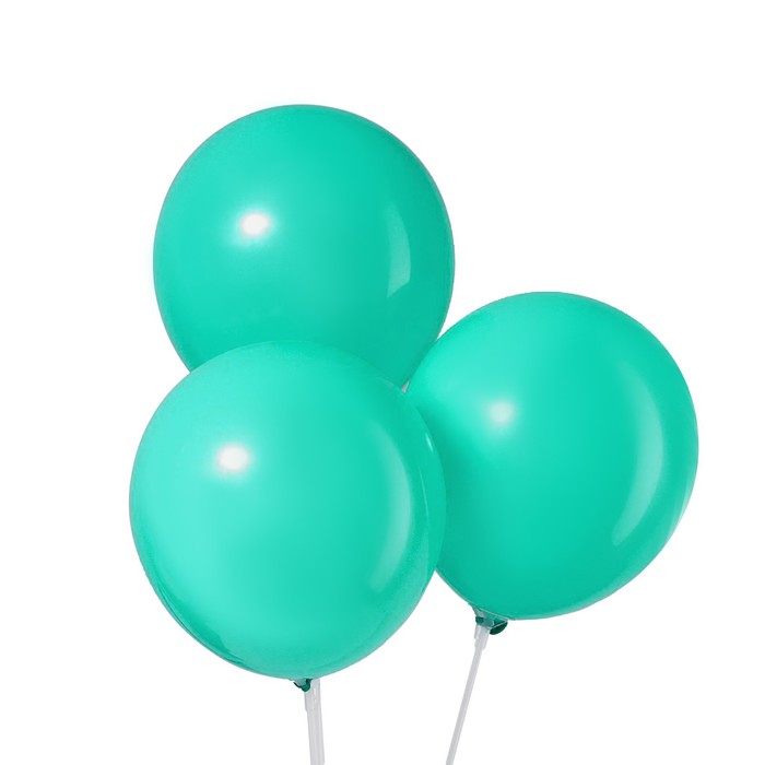 Воздушные шары латексные 10", пастель, 5 шт., бирюзовые - Фото 1