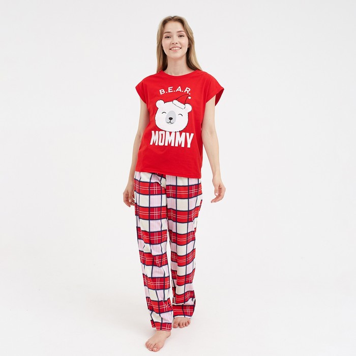 Пижама новогодняя женская KAFTAN "Bear", цвет красный, размер 40-42 - Фото 1