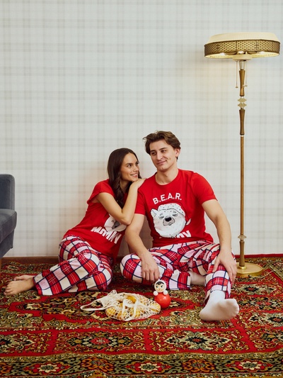 Пижама новогодняя женская (футболка, брюки) KAFTAN Bear, размер 52-54 49