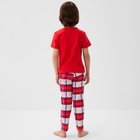 Пижама новогодняя детская: футболка, брюки, KAFTAN: Bear, красная, рост 110-116 см - Фото 4