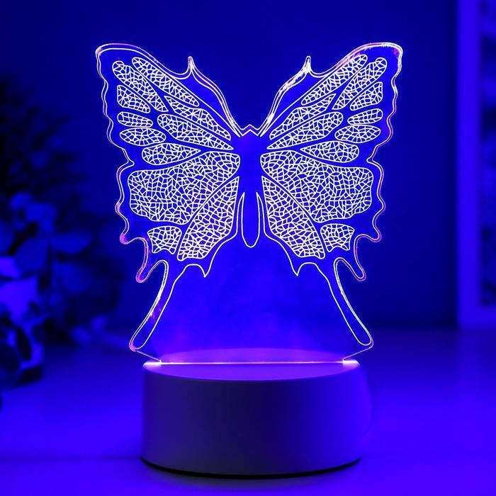 Светильник "Бабочка" LED RGB от сети 9,5х13х17 см RISALUX - фото 1907144660
