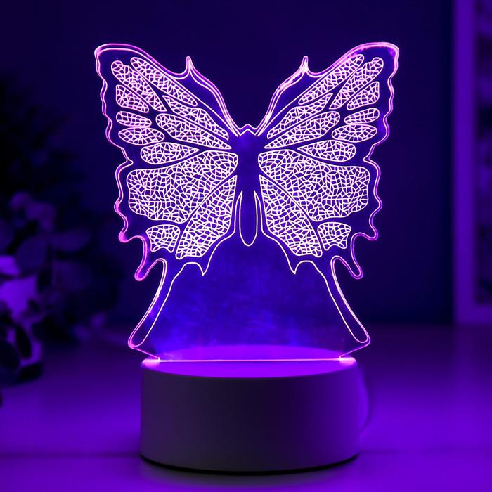 Светильник "Бабочка" LED RGB от сети 9,5х13х17 см RISALUX - фото 1907144661