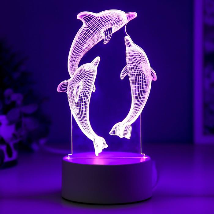 Светильник "Дельфины" LED RGB от сети RISALUX - фото 1907144778