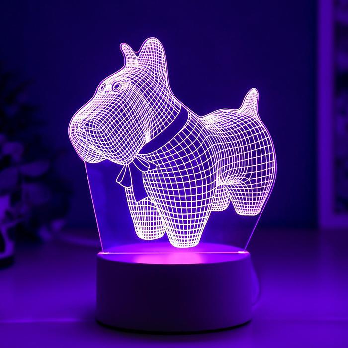 Светильник "Собачка с бантиком" LED RGB от сети RISALUX - фото 1908603183