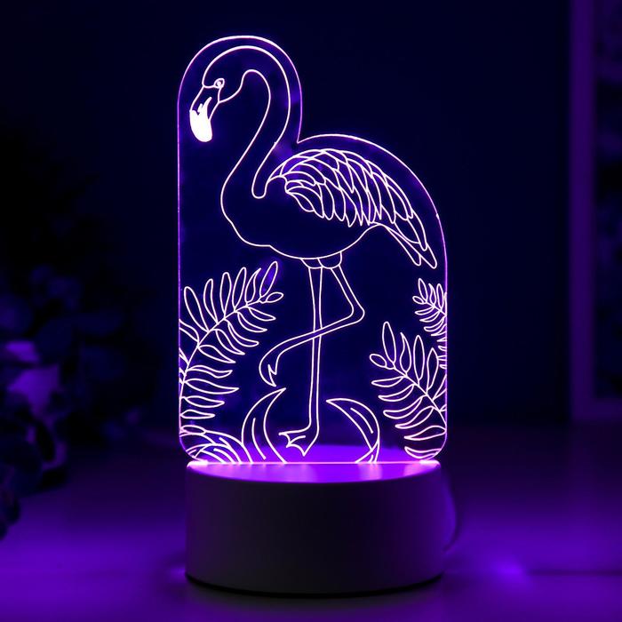 Светильник "Фламинго" LED RGB от сети 9,5х10х19,5 см RISALUX - фото 1919000291