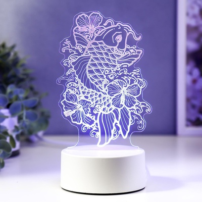 Светильник 3D ночник RISALUX «Золотая рыбка», LED RGB, от сети, 9.5×11×19 см