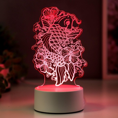 Светильник 3D ночник RISALUX «Золотая рыбка», LED RGB, от сети, 9.5×11×19 см