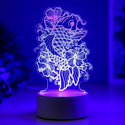 Светильник 3D ночник RISALUX «Золотая рыбка», LED RGB, от сети, 9.5×11×19 см