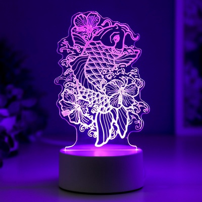 Светильник 3D ночник RISALUX «Золотая рыбка», LED RGB, от сети, 9.5×11×19 см