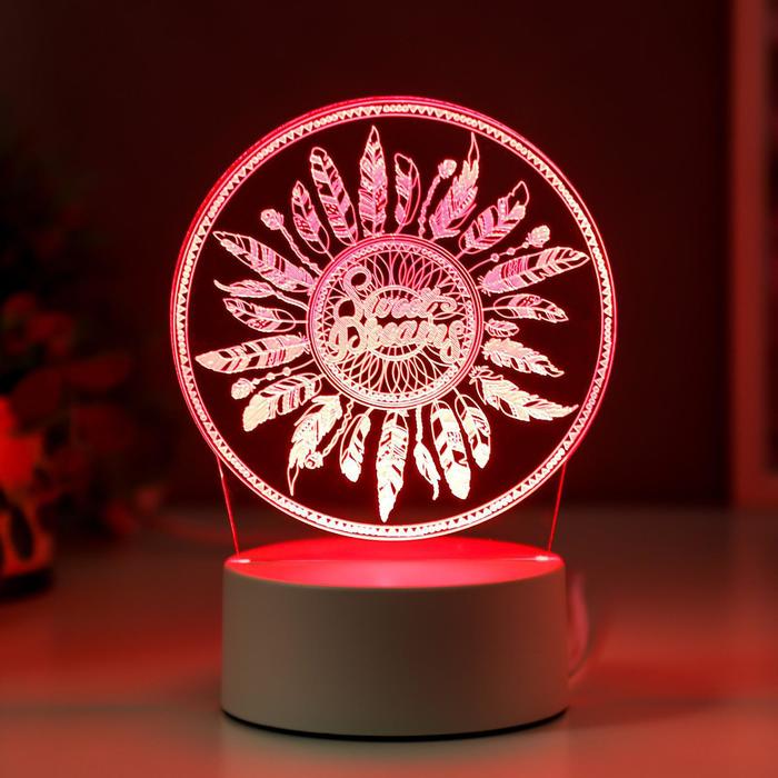 Светильник "Перья" LED RGB от сети 9,5х12х17 см RISALUX - фото 1908603354