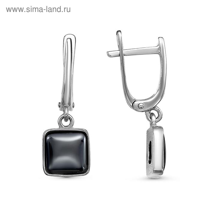 Серьги «Квадратик», посеребрение, цвет чёрный - Фото 1