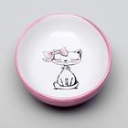 Блюдце керамическое "Милая киса" 200 мл  15,7 х 11,3 х 3,8 см, розовая - Фото 3