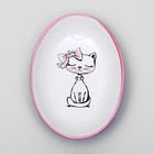 Блюдце «Милая киса», 200 мл, 15.7×11.3×3.8 см, керамика, розовая, белая - Фото 6