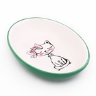 Блюдце керамическое «Милая киса» 200 мл 15.7×11.3×3.8 см, зеленая/белая - Фото 4