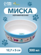 Миска керамическая «Кошачья жизнь» 300 мл 12.7×5 см, голубая - Фото 1