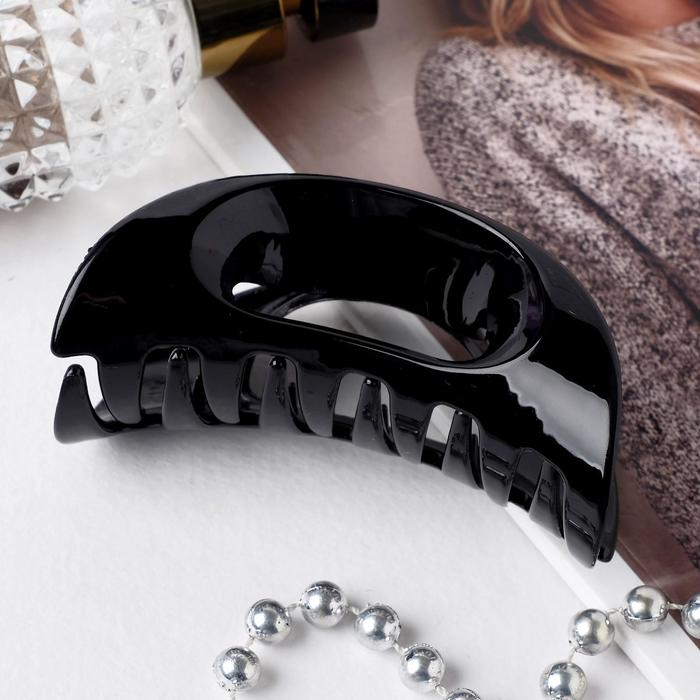 Краб для волос "Глянец" овал, 9 см, чёрный - Фото 1