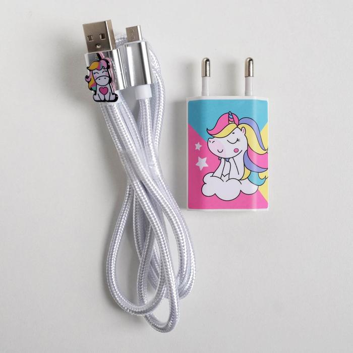 Набор кабель USB - micro USB и штекер «Единорог», 1 м - фото 1905696086