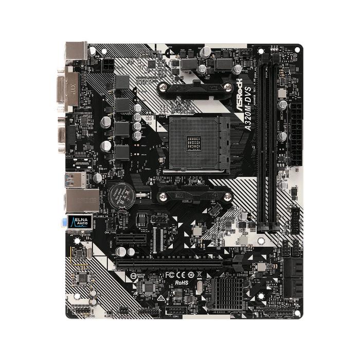 Материнская плата Asrock A320M-DVS R4.0, AM4, A320, 2xDDR4, VGA, DVI, mATX - Фото 1