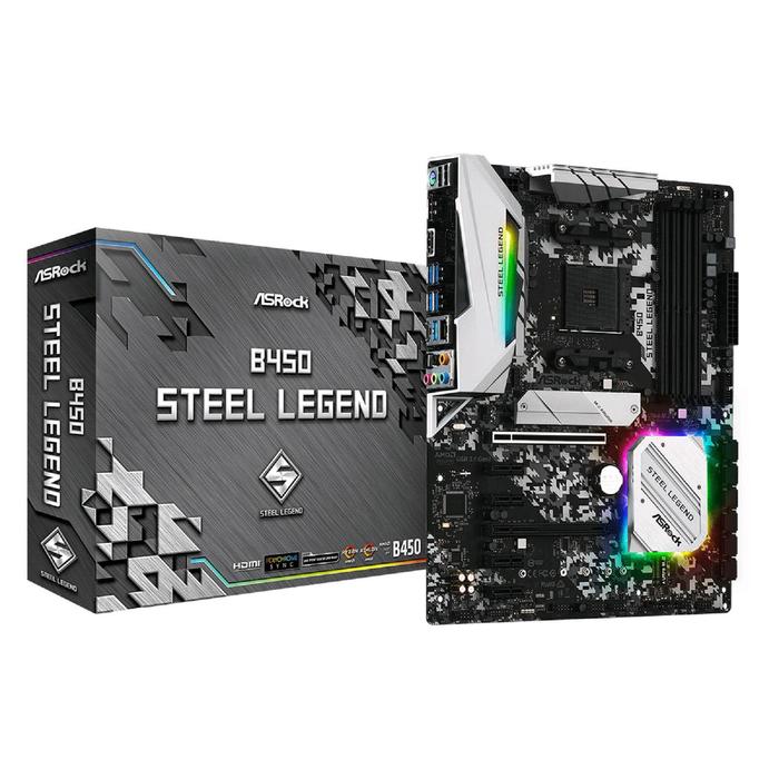 Материнская плата Asrock B450 STEEL LEGEND, AM4, B450, 4xDDR4, HDMI, DP, ATX - фото 51489718