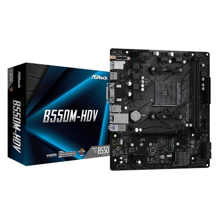 Материнская плата Asrock B550M-HDV, AM4, B550, 2xDDR4, VGA, DVI, HDMI, mATX - фото 51298019