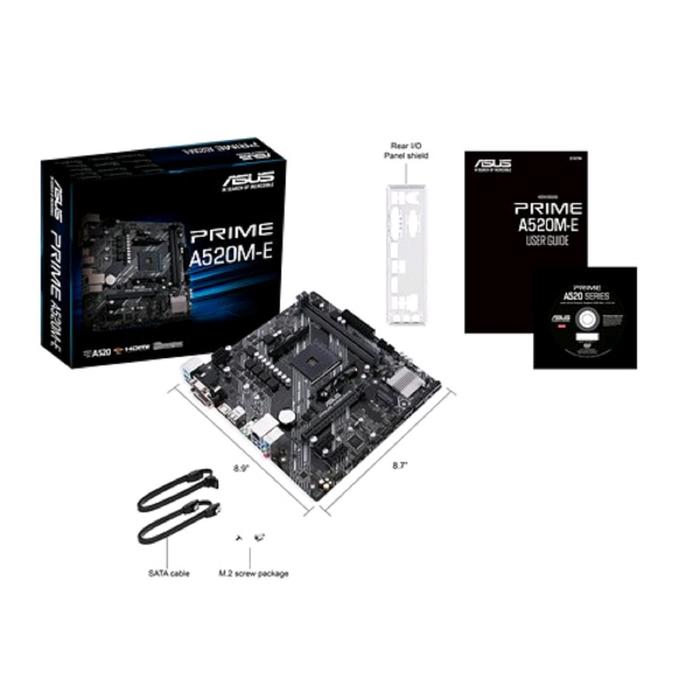 Материнская плата Asus PRIME A520M-E, AM4, A520, 2xDDR4, VGA, DVI, HDMI, mATX - фото 51298028