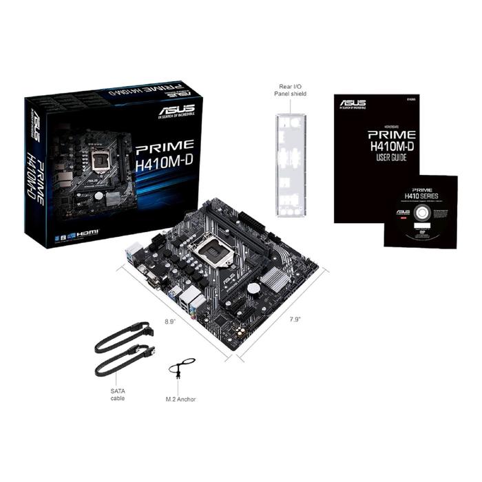 Материнская плата Asus PRIME H410M-D, LGA1200, H410, 2xDDR4, VGA, HDMI, mATX - фото 51298052