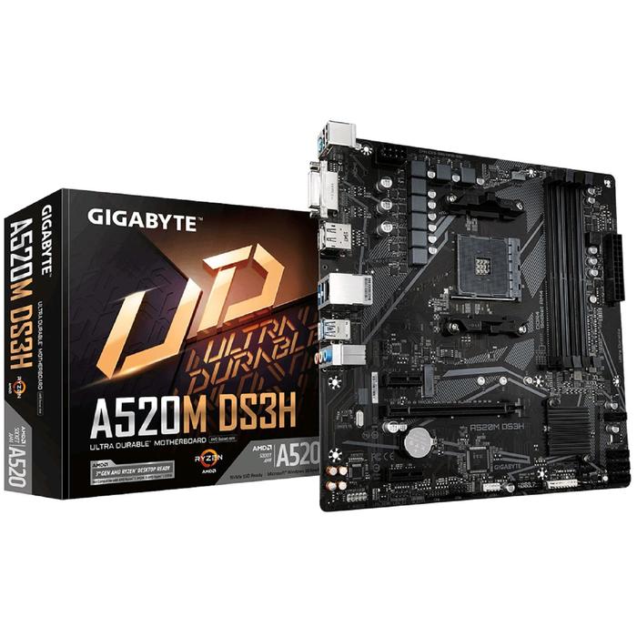 Материнская плата Gigabyte A520M DS3H, AM4, A520, 4xDDR4, DVI, HDMI, DP, mATX - фото 51315887