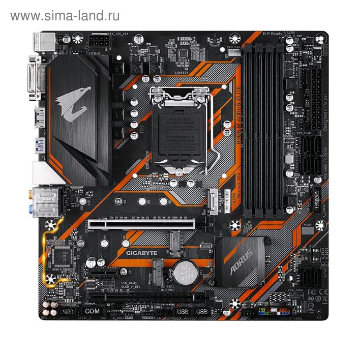 Материнская плата Gigabyte B365 M AORUS ELITE, LGA1151v2, B365, 4xDDR4, DVI, HDMI, DP, mATX   538872 - Фото 1