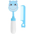 Расчёска детская, щётка для волос в наборе с погремушкой «Бегемотик» - Фото 2