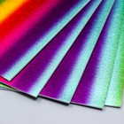 Фоамиран металлизированный "Полоски радужные" 2 мм формат А4 набор 5 листов - фото 24541742