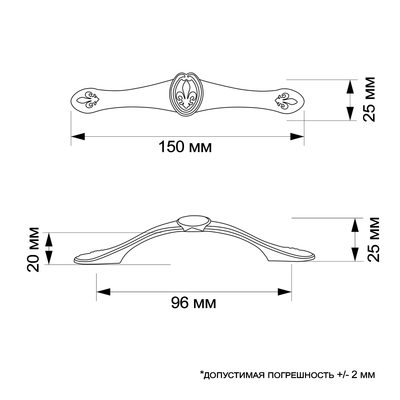 Ручка-скоба мебельная LIGHT, м/о 96 мм, белая с золотом