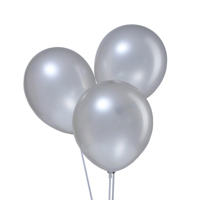 Шары воздушные латексные 12", металл, набор 12 шт., цвет серебро